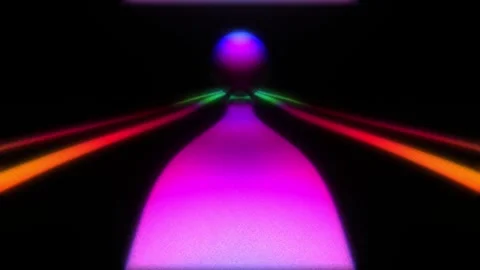 Glowing yellow sphere with neon light trails on dark background Stock Footage 324884145