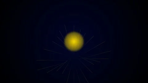 A glowing yellow sphere surrounded by radiating lines on a black background Vídeos de archivo 335149865