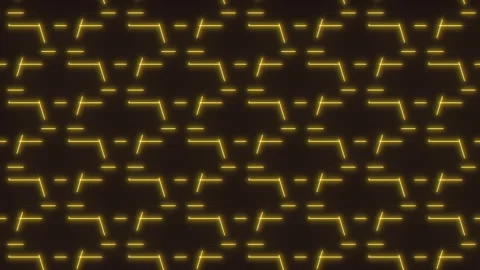 Glowing yellow square pattern on black brightly illuminated diagonal design Stock Footage 263807765