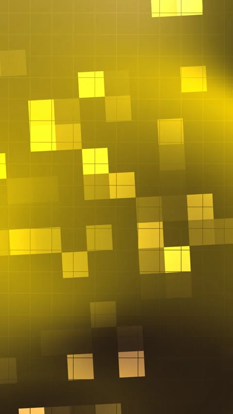Glowing Yellow Squares Floating Across Abstract Digital Grid Background Stock-Footage 333980007