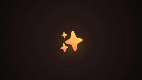 Glowing yellow star and small sparkle icons rotate smoothly Stock-Footage 345098932