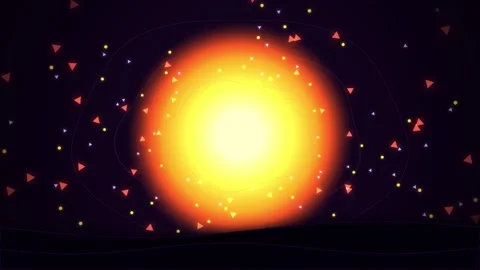 Glowing Yellow Star Orbiting Wave Lines Sci-Fi Space Background Loop Video stock 344847489