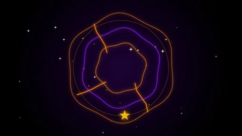 Glowing Yellow Star Orbiting Wave Lines Sci-Fi Space Background Loop Video stock 344847499