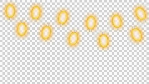 Glowing yellow string lights garland isolated on transparent background, fe.. Stock Illustration