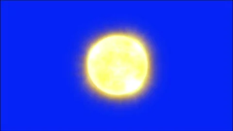 Glowing yellow sun animation on solid blue screen background 스톡 동영상 346116632