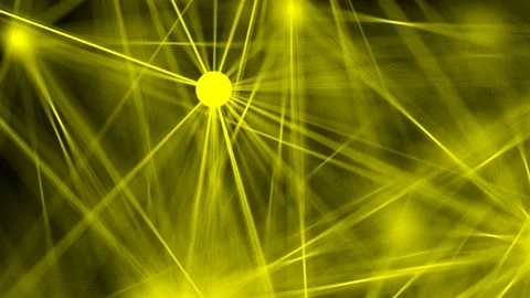 Glowing yellow suns with rays move randomly. Looping abstract animation Video stock 122128316