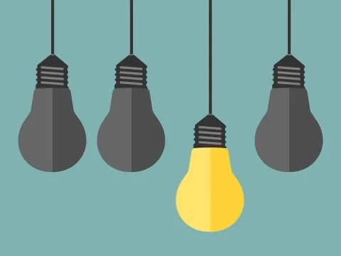 Glowing yellow unique lightbulb Stock Illustration