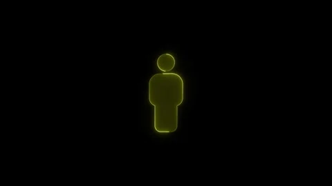 Glowing yellow user icon pulsing on black background as digital interface e.. Stock Footage 345550119