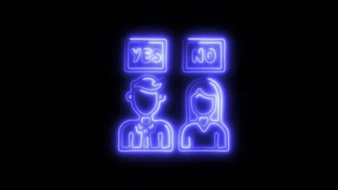 Glowing Yes and No Icon and Symbol in HD Video Neon Stock Footage 304559079