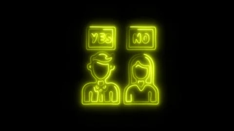 Glowing Yes and No Icon and Symbol in HD Video Neon Stock Footage 304559083
