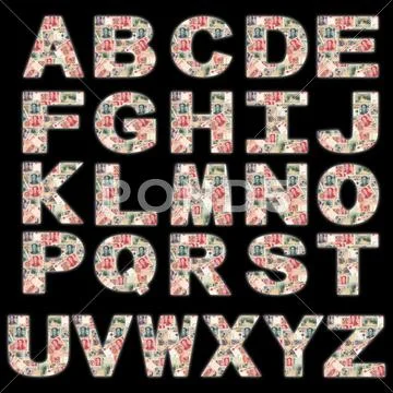 Glowing yuan font isolated on black illustration Stock Illustration