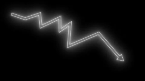 Glowing zigzag downward arrow neon animation Stock Footage 335115520