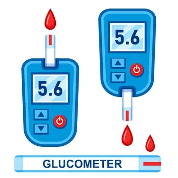 Glucometer, blood glucose test meter device, insulin control, diabetes diagnosis Stock Illustration