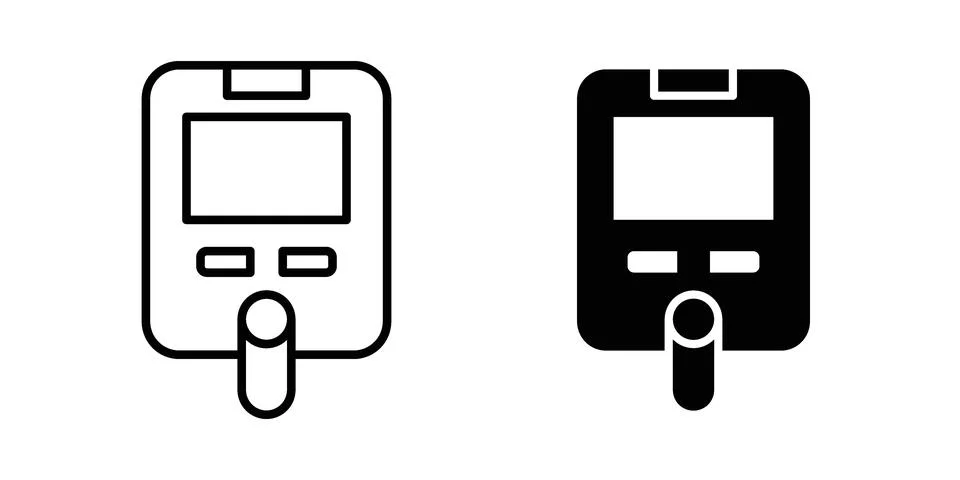 Glucometer icon set modern line and solid style collection. Stock Illustration