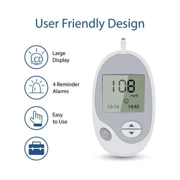 Glucometer isolated on white background. Blood sugar test device Stock Illustration