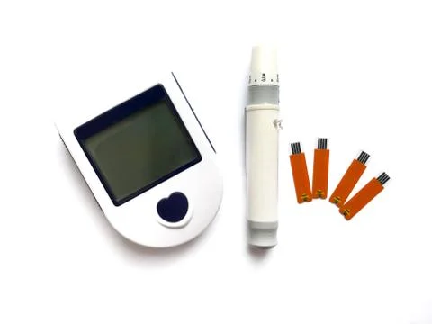 Glucometer isolated on a white background.The device for measuring blood gluc Stock Photos