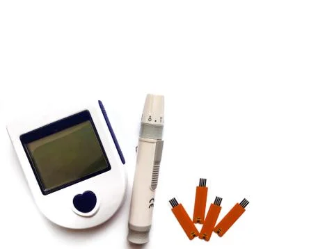 Glucometer isolated on a white background.The device for measuring blood gluc Stock Photos