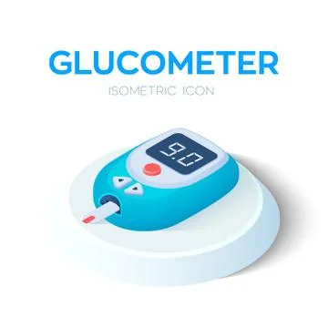 Glucometer isometric icon. Diabetes control and diagnostics. Handheld blood g Illustrazione stock