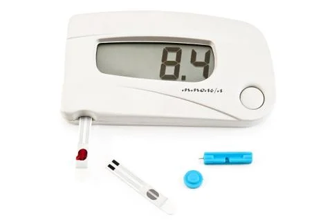 Glucometer white with stripes and needle Stock Photos