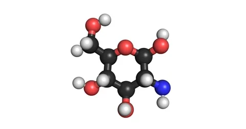 Glucosamine dietary supplement molecule 3D render chemical structure 4K seamless Stock Footage 154630607