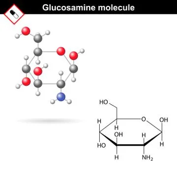 Glucosamine molecule structure Ilustración de archivo
