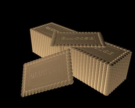 GLUCOSE BISCUITS PACK 3D ILLUSTRATION Stock Illustration