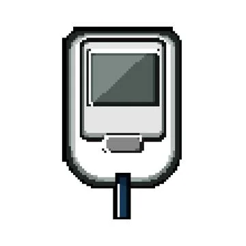 Glucose blood glucometer pixel art vector illustration Stock Illustration