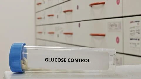 GLUCOSE CONTROL tablets for regulate blood sugar levels and improve glycemic 库存照片