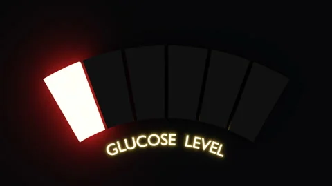 Glucose level. Abstract neon shine scale. 3D render Stock Footage 169032775