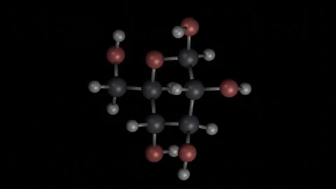 Glucose molecule rotating 3D model, 4K scientific visualization loop Vídeos de archivo 344702031