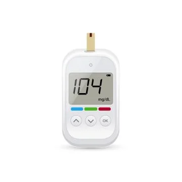 Glucose sugar test icon. Glucometer vector blood monitor. Diabetes sugar meter Stock Illustration