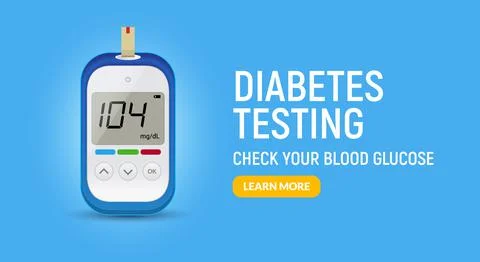 Glucose sugar test icon. Glucometer vector blood monitor. Diabetes sugar meter Stock Illustration