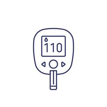 Glucose test, glucometer line icon on white Illustrazione stock