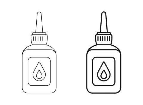 Glue bottle icon in flat outline stroke style. Office supply vector illustr.. Stock Illustration