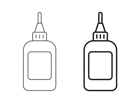 Glue bottle icon in flat outline stroke style. Office supply vector illustr.. Stock Illustration
