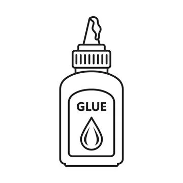 Glue bottle icon in flat outline stroke style. Office supply vector illustr.. Stock Illustration