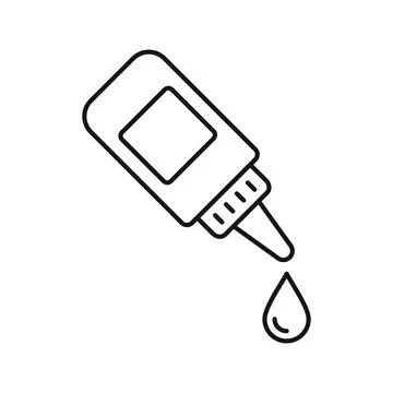 Glue bottle icon in flat outline stroke style. Office supply vector illustr.. Stock Illustration