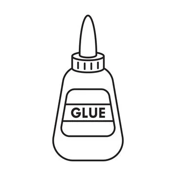 Glue bottle icon in flat outline stroke style. Office supply vector illustr.. Stock Illustration