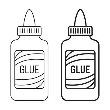 Glue bottle icon in flat outline stroke style. Office supply vector illustr.. Stock Illustration