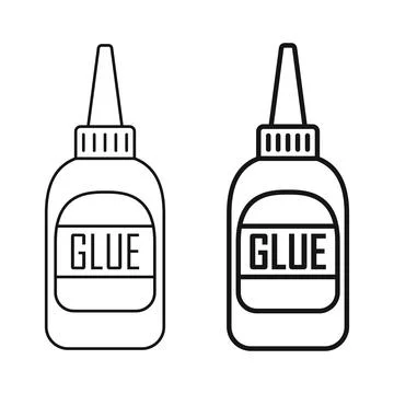Glue bottle icon in flat outline stroke style. Office supply vector illustr.. Stock Illustration