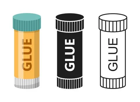 Glue bottle icon set collection in flat style. Office supply vector illustr.. Stock Illustration