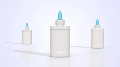 Glue Bottle on a Light Reflective Floor. White Glue Bottle 3D Animation. 4K Video stock 301605459