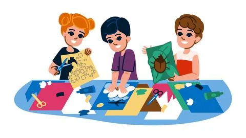 Glue crafting hobby kid vector Stock Illustration