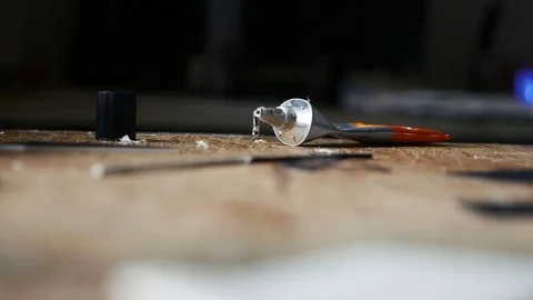 The glue flows out of the pack Stock Footage 116680021