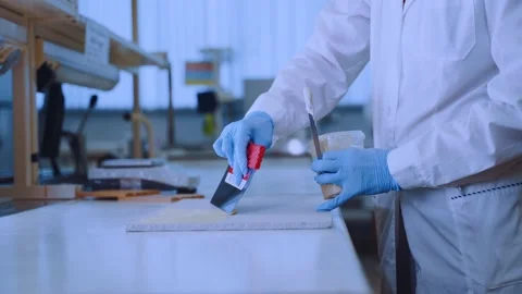 Glue testing in the laboratory, glue application Stock Footage 202047352