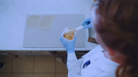 Glue testing in the laboratory, glue application Stock Footage 202047368