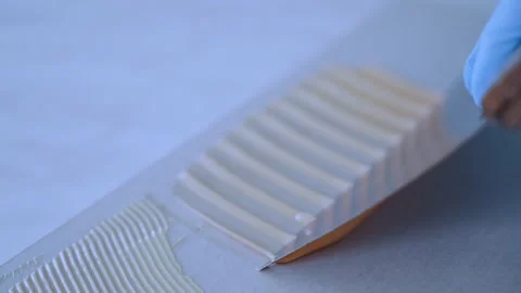 Glue testing in the laboratory, glue application Stock Footage 202047393