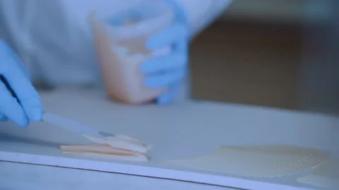 Glue testing in the laboratory, glue application Stock Footage 202047398