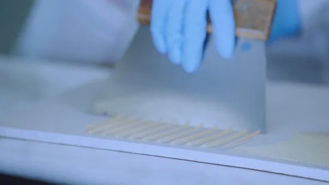 Glue testing in the laboratory, glue application Stock Footage 202047407