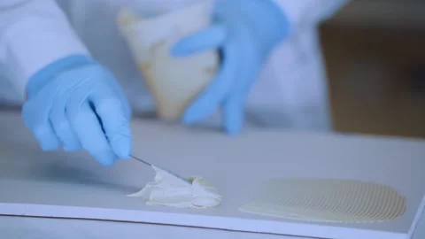 Glue testing in the laboratory, glue application Stock Footage 202047432